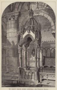 Il Trono del Vescovo, Cattedrale di Oxford, il Memoriale Wilberforce (incisione) da English School