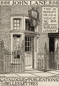 La casa editrice Bodley Head, illustrazione della copertina del Catalogo delle Pubblicazioni in Belles Lettres da English School