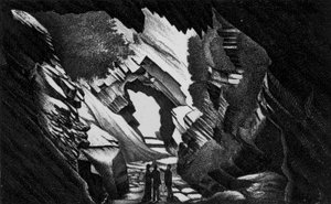 La grotta di Briary, Watermouth (litografia) da English School