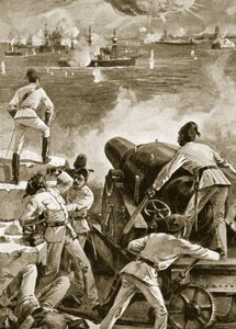 La Flotta Britannica bombarda i porti di Alessandria, 11 luglio 1882 da English School