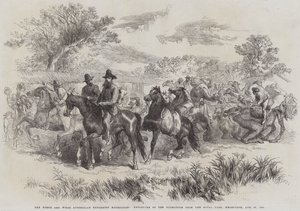 La spedizione esplorativa australiana di Burke e Wills, partenza della spedizione dal Royal Park, Melbourne, 20 agosto 1860 (incisione) da English School