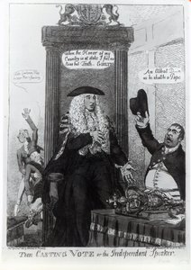 Il voto decisivo, o lo speaker indipendente, caricatura satirica che mostra il primo ministro Henry Addington, 1805 da English School