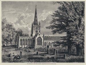 La Chiesa della Santissima Trinità, Stratford-upon-Avon, lato nord (incisione) da English School