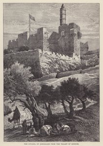 La Cittadella di Gerusalemme dalla Valle di Hinnom (incisione) da English School