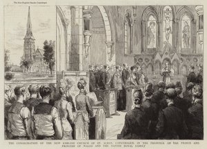 La consacrazione della nuova chiesa inglese di St Alban, Copenaghen, alla presenza del Principe e della Principessa di Galles e della famiglia reale danese da English School