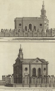 Chiesa dei Danesi in Wellclose Square e Chiesa degli Svedesi in Princes Square, Ratcliff Highway, Londra da English School