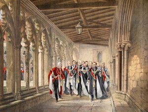 Il Chiostro del Decano, Windsor, 10 marzo 1863, da A Memorial of the Marriage of Edward VII and Alexandra of Denmark, pub. 1864 da English School