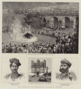 La morte di HH Maharajah Holkar di Indore (incisione) da English School