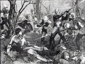La morte del Re Maker nella battaglia di Barnet, c.1880 da English School