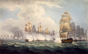 La sconfitta dei francesi sotto Linois da parte dello squadrone del commodoro Dance, 15 febbraio 1804, da The Naval Chronology of Great Britain di J. Ralfe