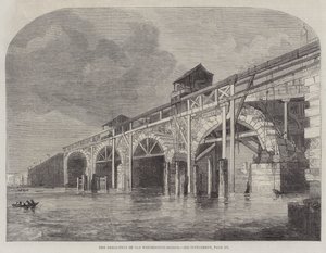 La demolizione del vecchio ponte di Westminster da English School