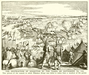 La distruzione di Szigetvar da parte dei turchi il 7 settembre 1566 da English School