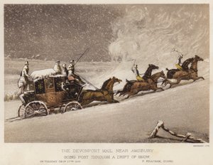 La posta di Devonport, vicino ad Amsbury, attraversa una nevicata