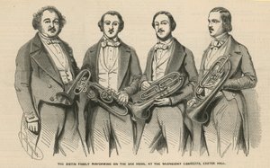 La Famiglia Distin che suona il saxhorn ai Concerti del Mercoledì, Exeter Hall