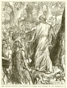 I druidi incitano i britanni a opporsi allo sbarco dei romani, 55 a.C. da English School