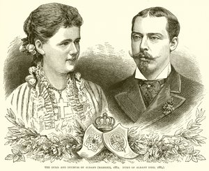 Il Duca e la Duchessa di Albany (sposati nel 1882. Il Duca di Albany è morto nel 1884) da English School