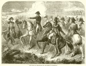Il Duca di Wellington sul campo di Waterloo da English School