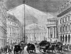 La luce elettrica alla Mansion House, da The Illustrated London News 1881 da English School