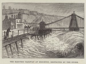 La ferrovia elettrica a Brighton, distrutta dalla tempesta (incisione) da English School