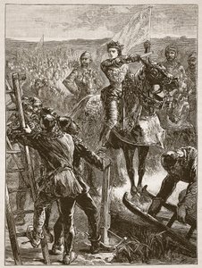 Gli inglesi davanti a Harfleur, illustrazione da Cassells Illustrated History of England