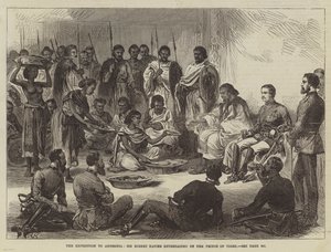 La Spedizione in Abissinia, Sir Robert Napier intrattenuto dal Principe di Tigre (incisione) da English School