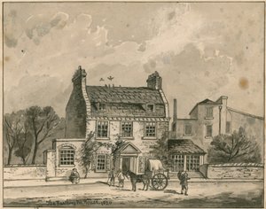 La Farthing Pie House, Londra, disegno originale datato 1820 da English School