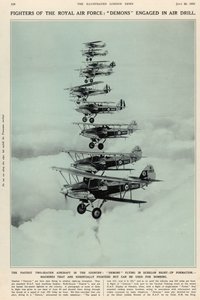 Il più veloce aereo biposto del paese: Demons in formazione echelon, dal The Illustrated London News Royal Naval and Military Number, 20 luglio 1935 da English School