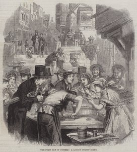 Il Primo Giorno delle Ostriche, una Scena di Strada a Londra da English School