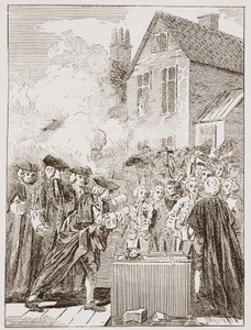 La prima pietra del ponte di Blackfriars, 1760, da una stampa contemporanea da English School