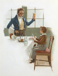 Il cameriere amichevole, illustrazione di David Copperfield (1850) di Charles Dickens (1812-70) da English School