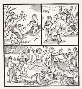 Il frate e il ragazzo, illustrazione da Chap-books del XVIII secolo di John Ashton, pub. 1882 da English School