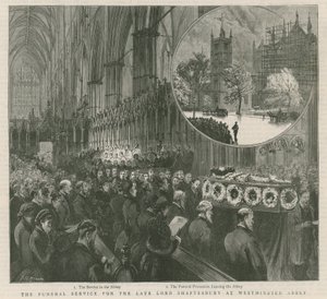 Il servizio funebre per il defunto Lord Shaftesbury a Westminster da English School