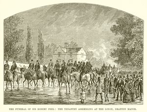Il funerale di Sir Robert Peel: I fittavoli che si radunano al lodge, Drayton Manor