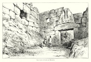 La Porta dei Leoni a Micene (incisione) da English School
