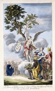 Il Genio della Salute che riceve Europa, Asia, Africa e America e le consegna al Lettore Britannico, 1756-1757 da English School