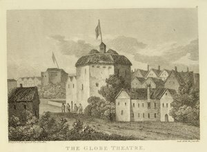 Il Globe Theatre sulla Bankside come appariva durante il regno di Giacomo I (1566-1625), dopo un
