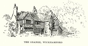 Il Grange, Wickhamford (litografia) da English School
