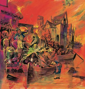 Il grande incendio di Londra (gouache su carta)