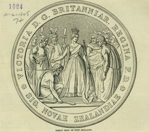 Il Grande Sigillo della Nuova Zelanda, da The Illustrated London News, 21 giugno 1845 da English School