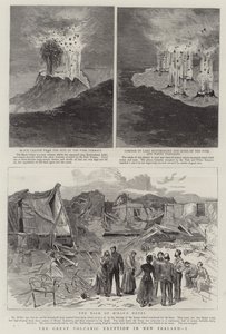 La grande eruzione vulcanica in Nuova Zelanda, I (incisione) da English School