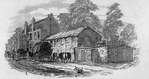La casa di mezzo tra Knightsbridge e Kensington, inciso da Frederick James Smyth, 1848