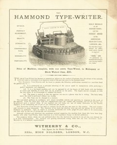 La macchina da scrivere Hammond di Wetherby & Co, High Holborn, Londra da English School