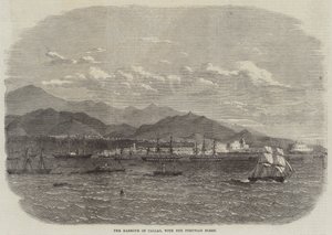 Il porto di Callao, con la flotta peruviana (incisione) da English School