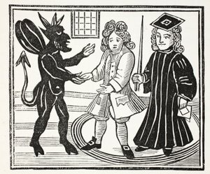 La Storia del Dott. John Faustus, illustrazione da Chap-books of the Eighteenth Century di John Ashton, pub. 1882