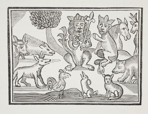 La Storia di Reynard la Volpe, illustrazione da Chap-books of the Eighteenth Century di John Ashton, pub. 1882 da English School