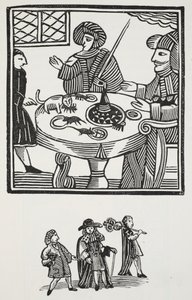 La storia di Sir Richard Whittington, tre volte sindaco di Londra, illustrazione da Chap-books del XVIII secolo di John Ashton, pub. 1882 da English School