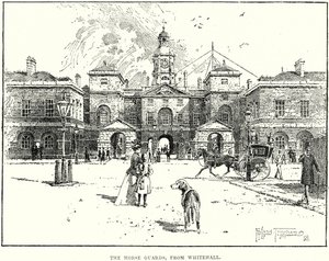 Le Horse Guards, da Whitehall (incisione) da English School