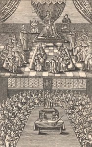 La Camera dei Lord e la Camera dei Comuni sotto Re Carlo I, c.1640 da English School