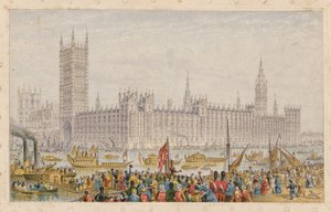 Le Case del Parlamento, Palazzo di Westminster, Londra da English School