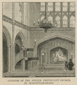 Gli Ugonotti in Inghilterra: Interno della Chiesa Protestante Francese, St Martins-le-Grand da English School